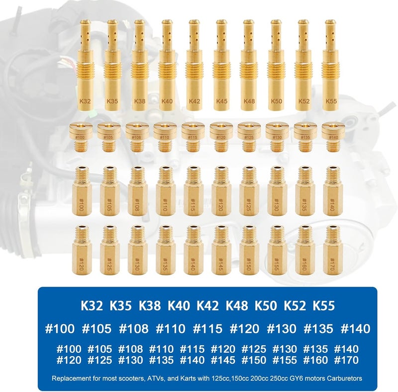 SYOWADA 40 Pcs Carburetor Main Jet Kit Replacement for Mikuni VM22 VM24 VM26 Carburetor Used on 125cc 150cc 200cc 250cc Engine Motorcycle Dirt Pit Bike (40 PCS) - Image 5